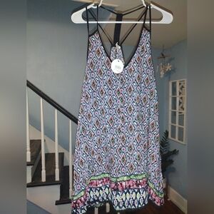 En Creme Geometric Patterned Sleeveless Strappy Dress Size Small, Embroidery NWT